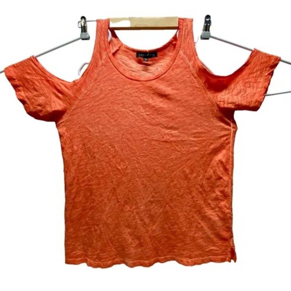 Sanctuary Cold Shoulder Top Women's Small Bright Orange Slub Lightweight NWOT